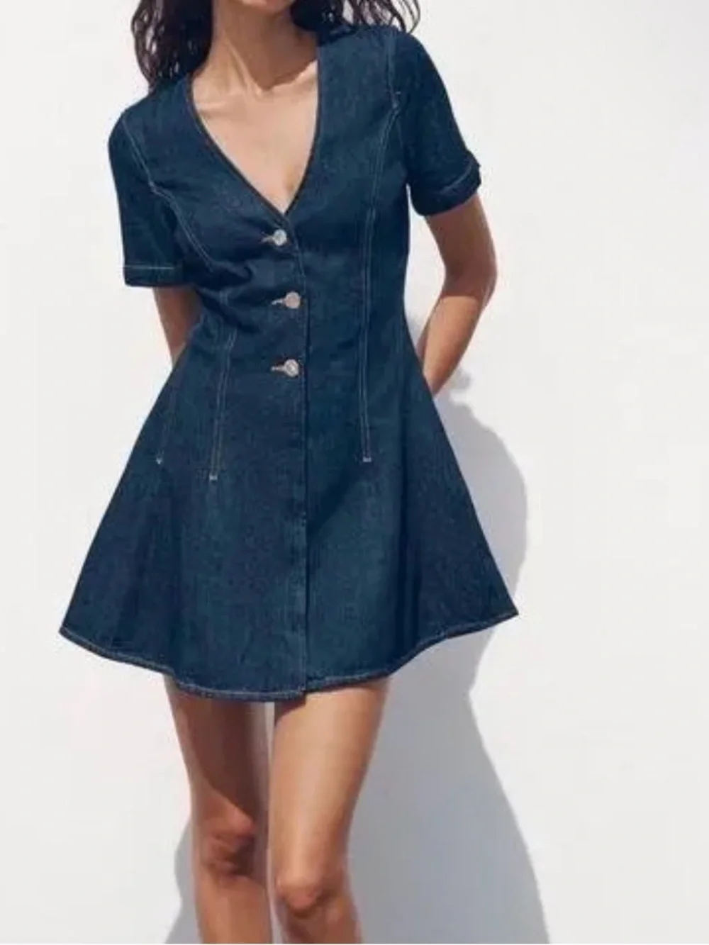 Zara Dark Blue Denim Mini Dress